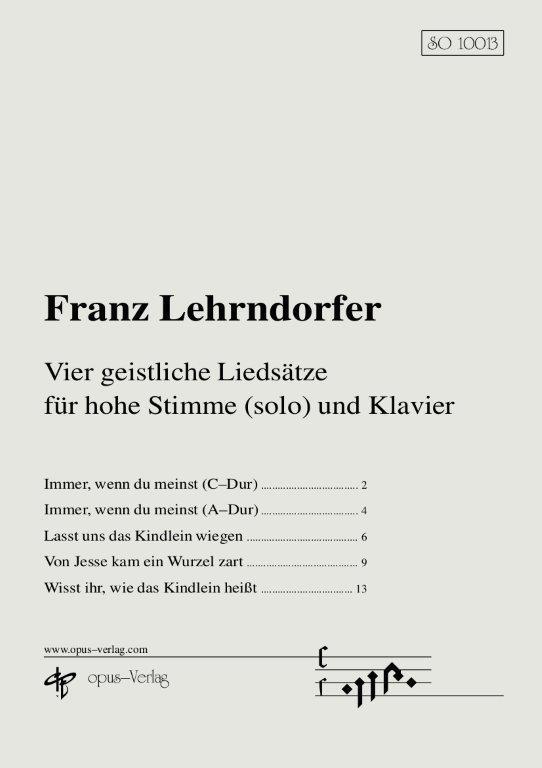 F. Lehrndorfer: Vier geistliche Liedsätze für hohe Stimme (solo) und Klavier